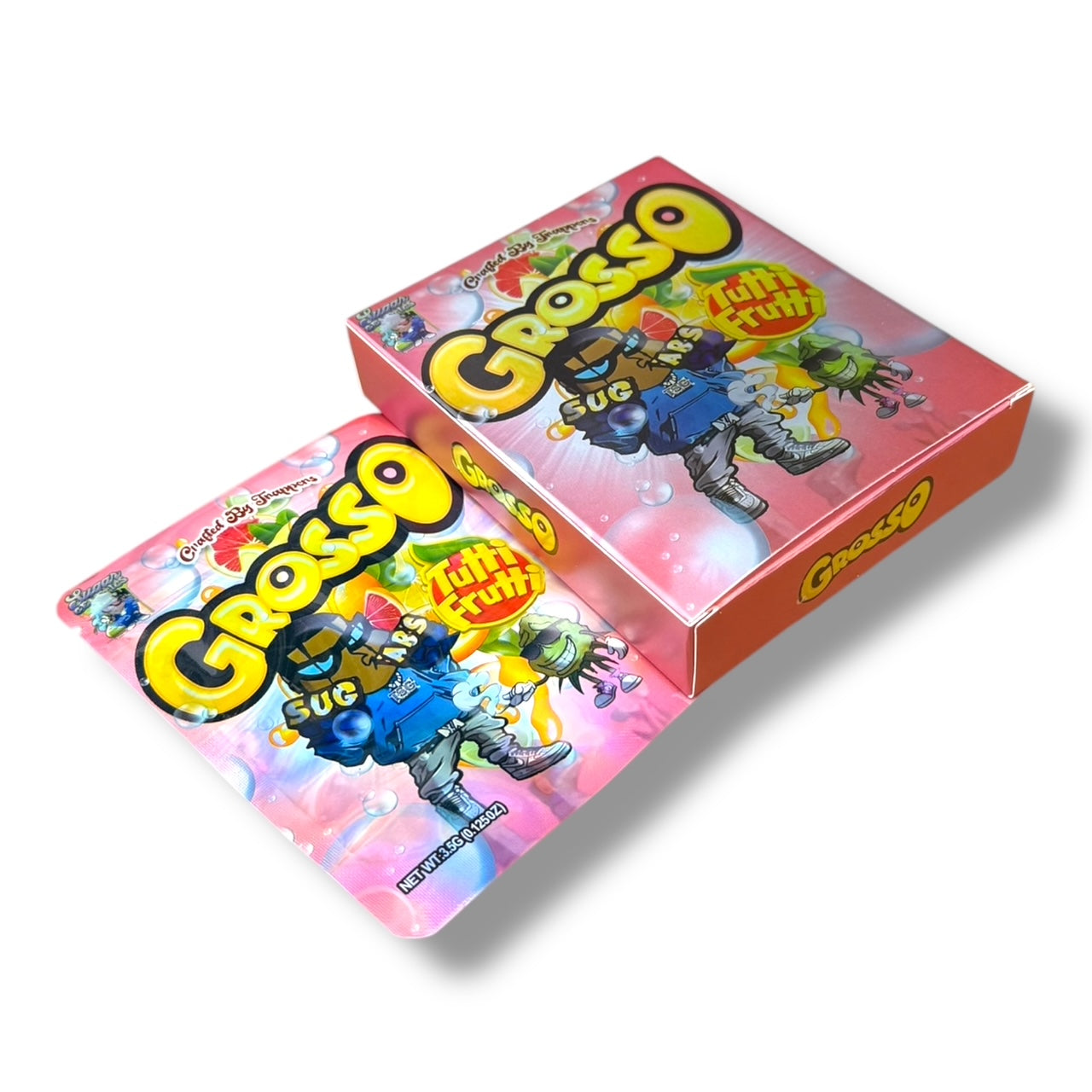 Grosso Tutti Frutti Sugar Mylar Bags with Boxes 3.5g Box Packaging Crafted By Trappers