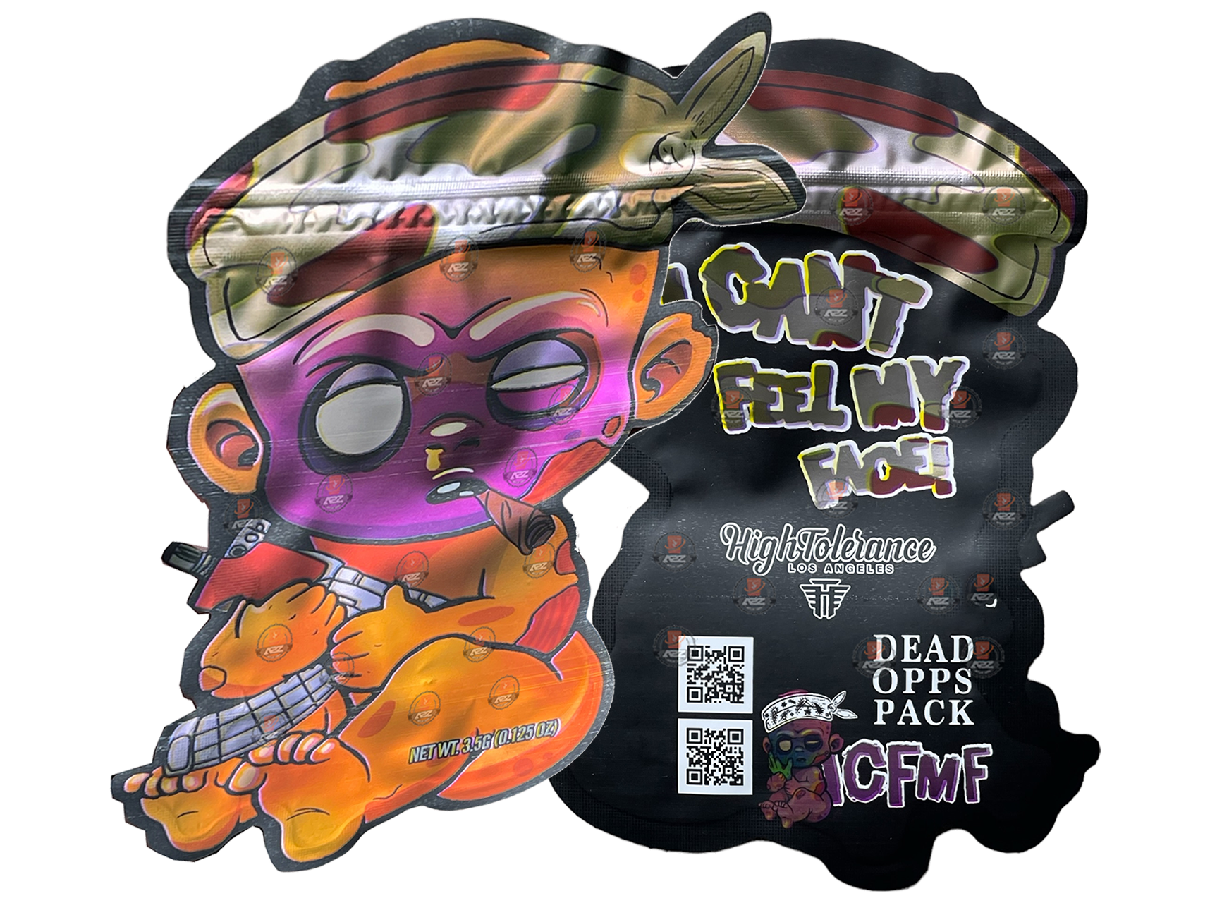 Dead Opps Pack Baby I Can't Feel My  Face Cut Out Mylar Bags 3.5g High Tolerance