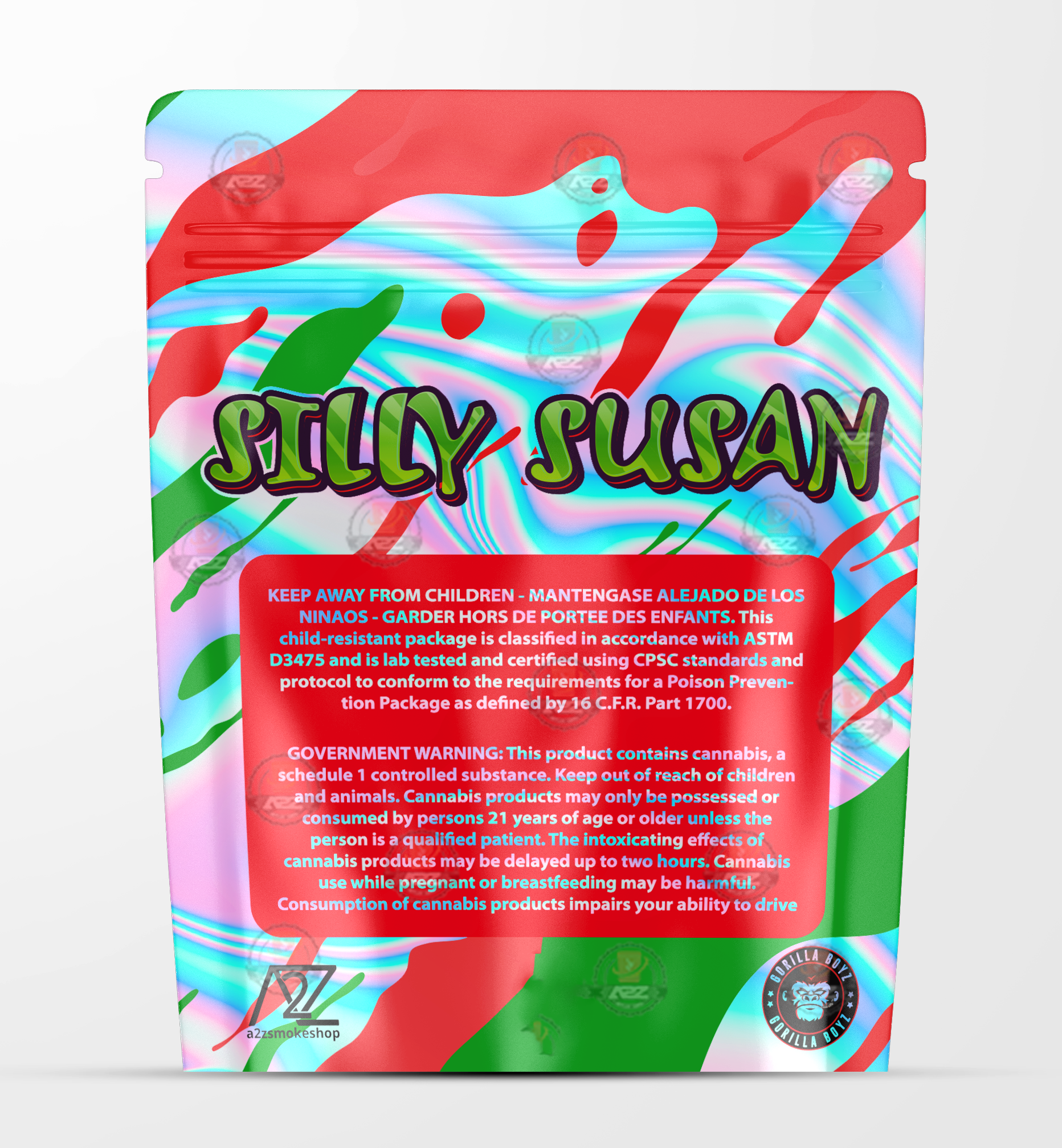 Silly Susan Holographic Mylar bag 3.5g - Black Unicorn - Packaging only