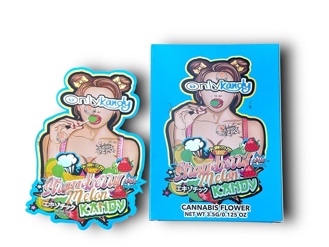 Only Kandy Strawberry Melon Kandy Mylar Bags with Boxes 3.5g Box Packaging Holographic