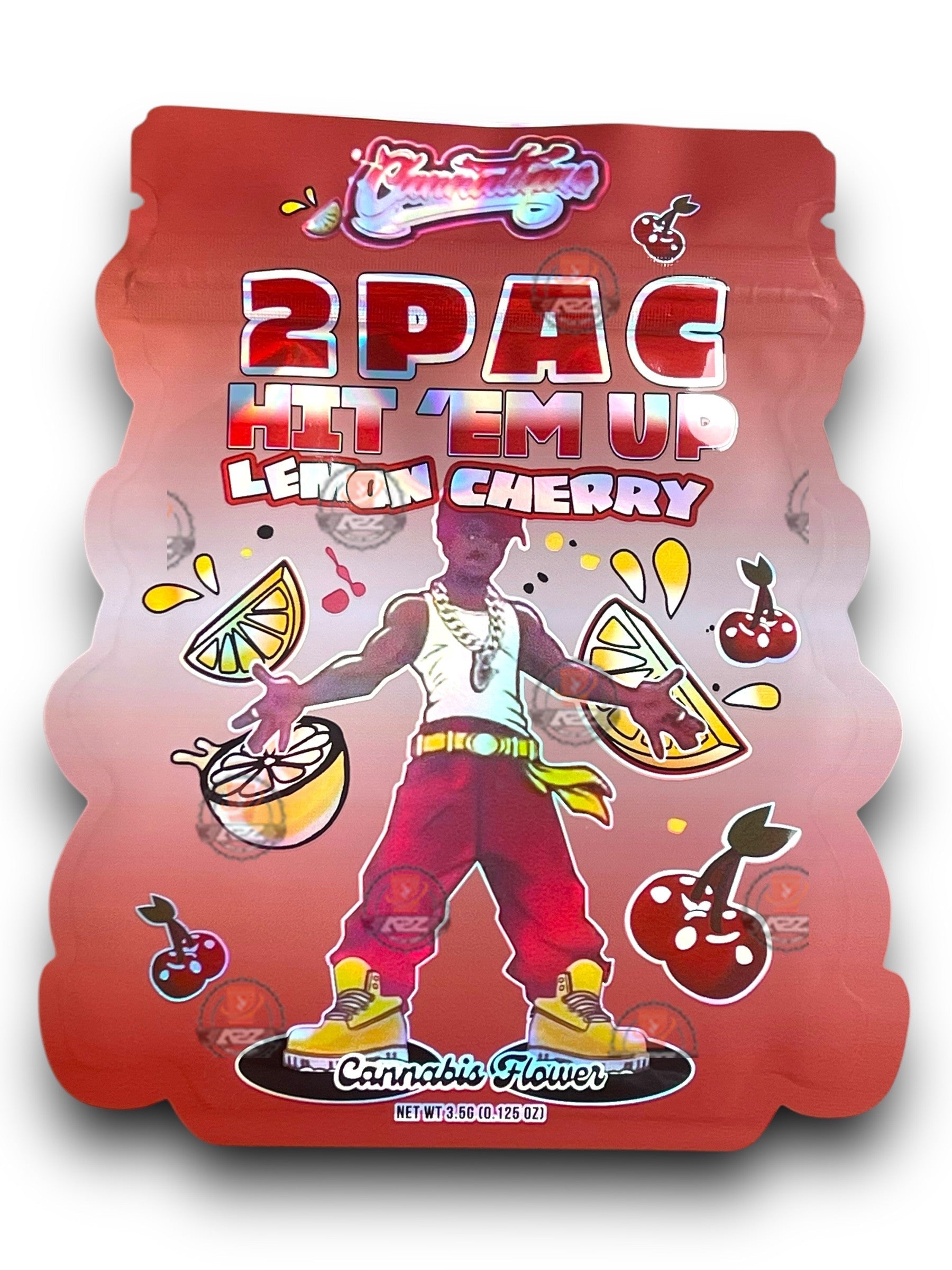 2 Pac Hit Em Up Lemon Cherry Mylar Bags 3.5g Bags only Tupac