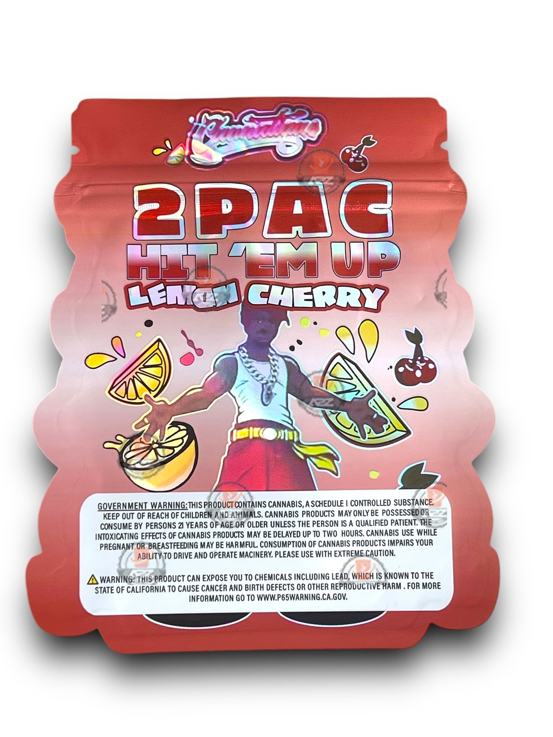 2 Pac Hit Em Up Lemon Cherry Mylar Bags 3.5g Bags only Tupac