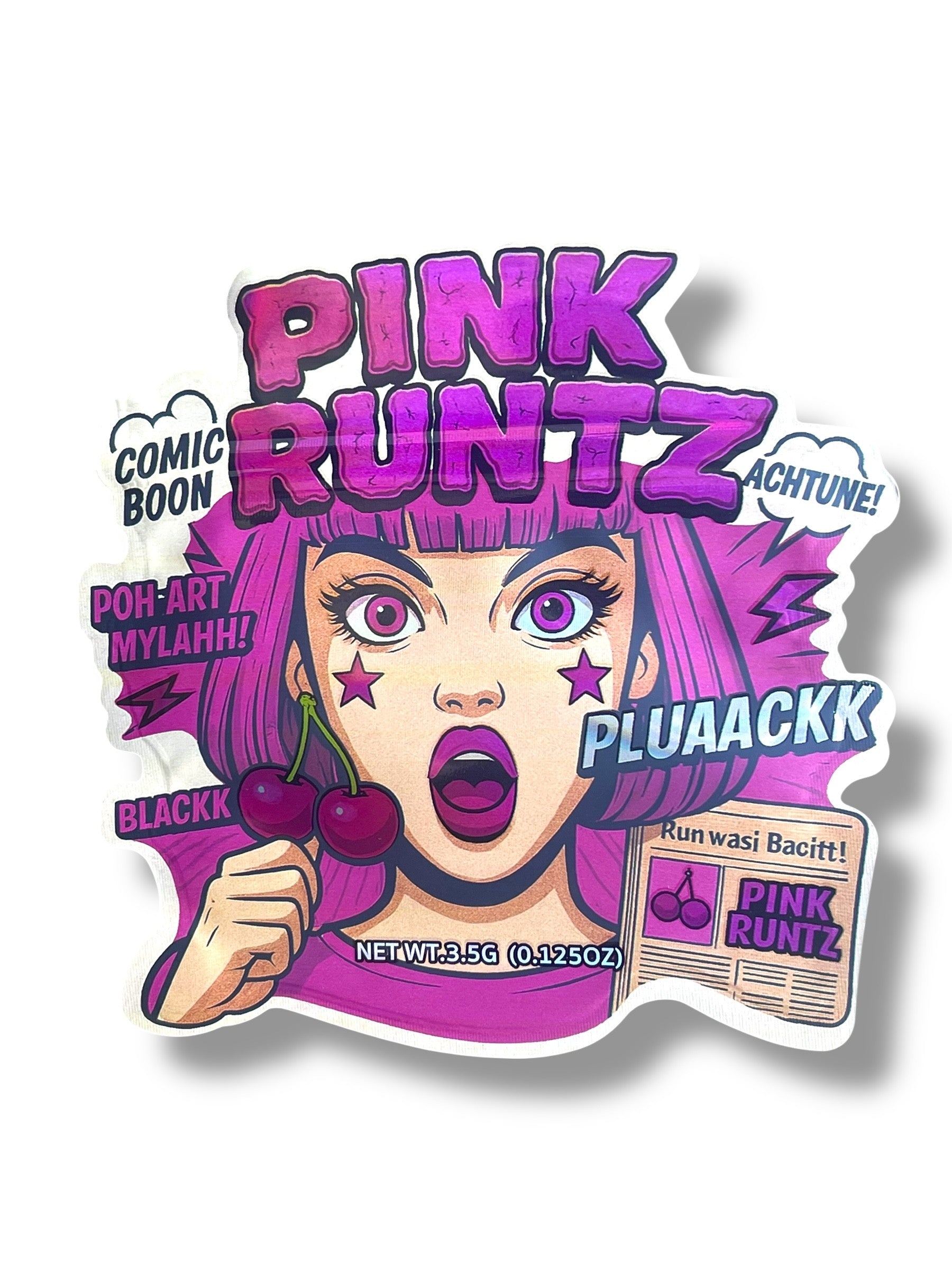 Pink Runtz Mylar Bag 3.5g shape bags