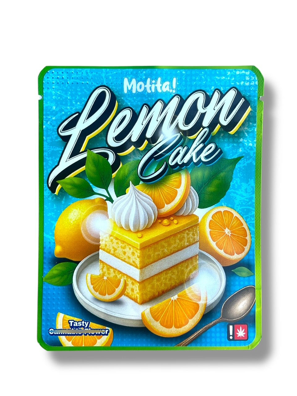 Motita Lemon Cake 3.5G Sticker Mylar Bags (4x5 inch, Zip Lock, Double-Sided)