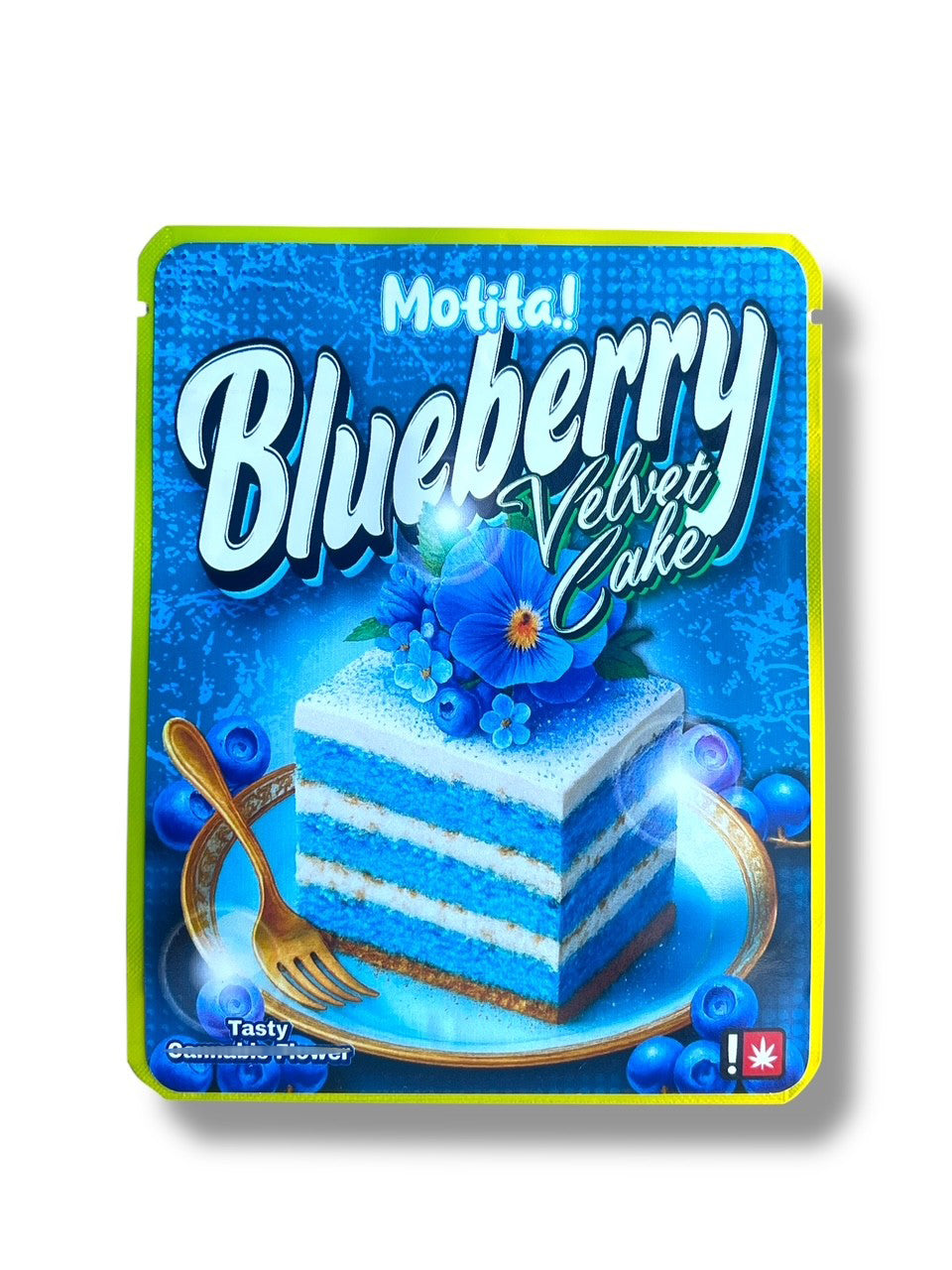 Motita Blueberry Velvet Cake 3.5G Sticker Mylar Bag (4x5, Zip Lock)