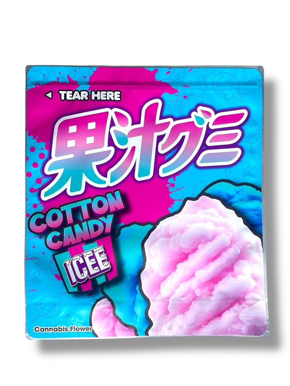Cotton Candy Icee Combo Sticker Mylar Bags | Stand-Up 16oz, 1oz & 3.5g