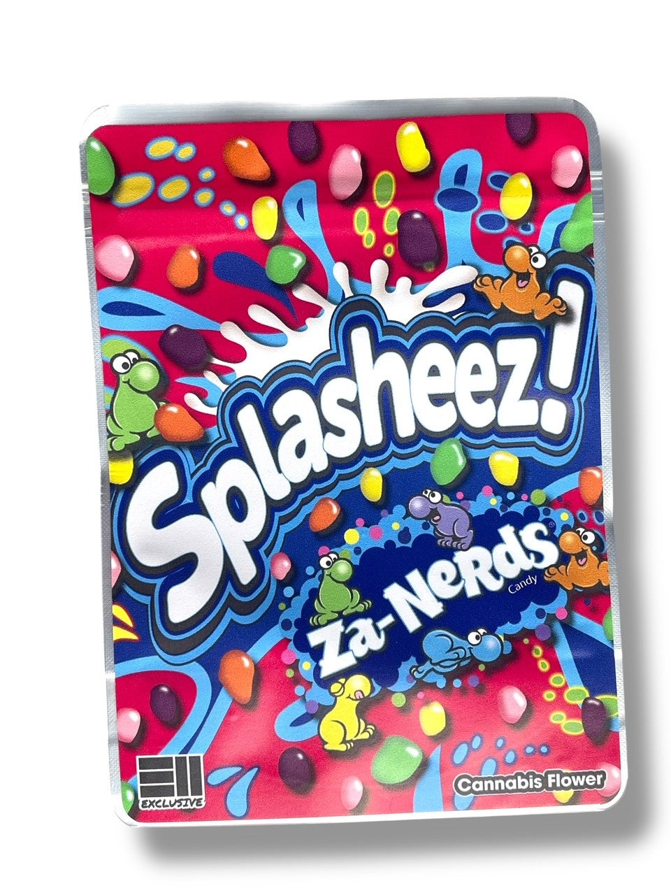 Splasheez Za-Nerds Combo Sticker Mylar Bags | Stand-Up 16oz, 1oz & 3.5g