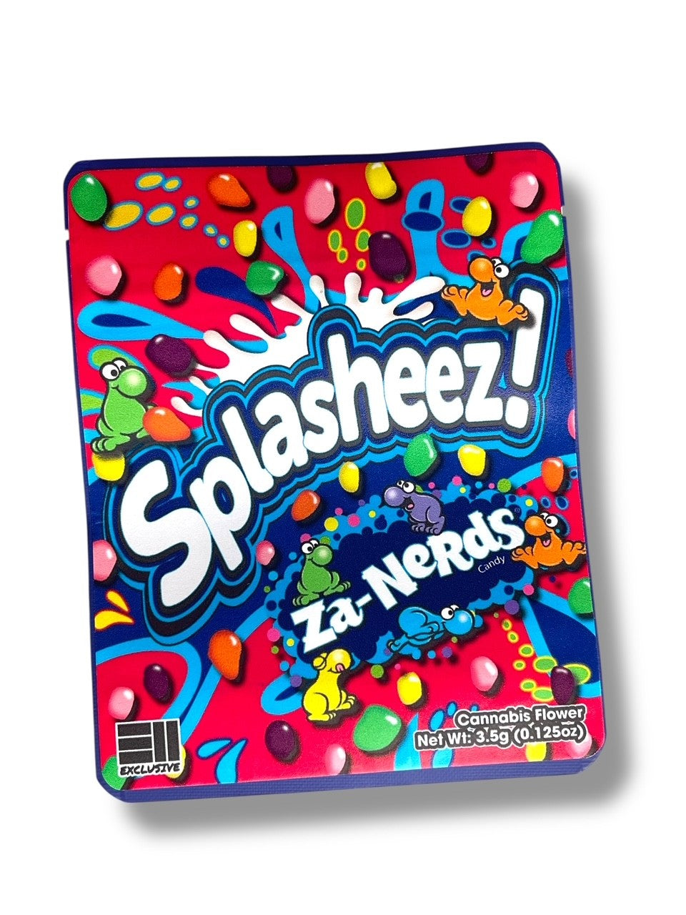Splasheez Za-Nerds Combo Sticker Mylar Bags | Stand-Up 16oz, 1oz & 3.5g