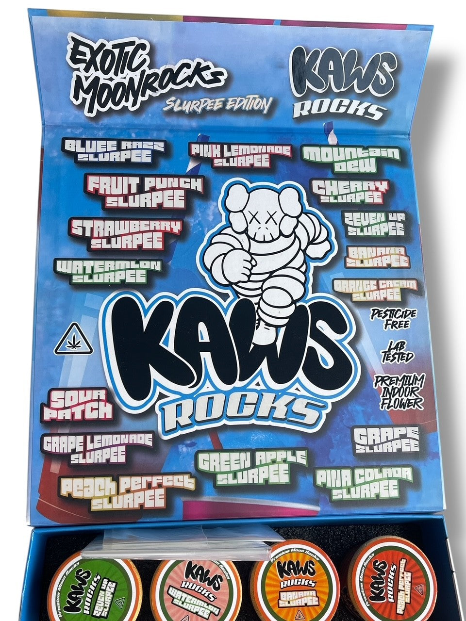 Kawz Exotic Slurpee Edition Moon Rocks 1oz Glass Jars - Varity Pack 16 Strains in box Empty Jars