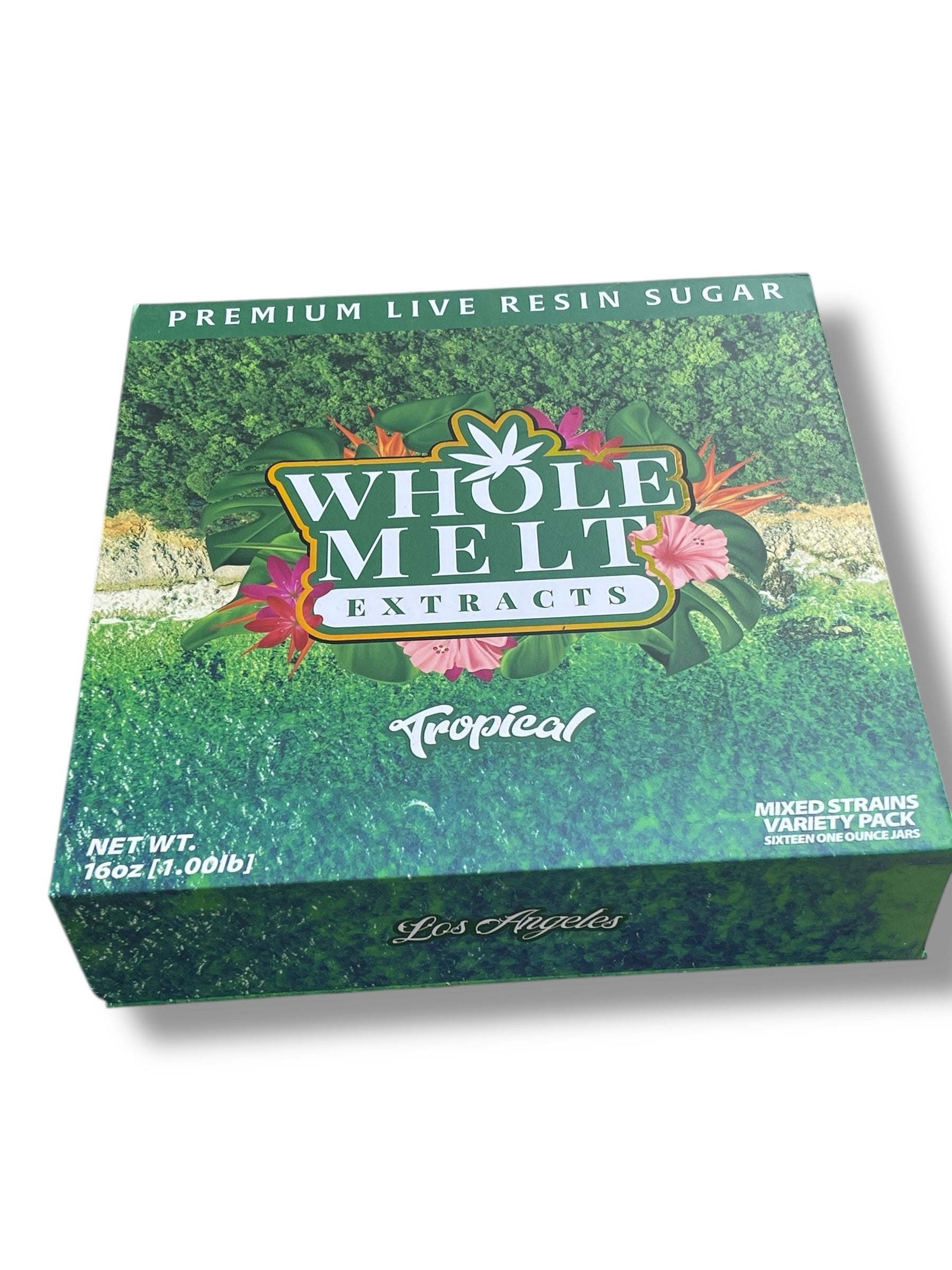 Whole Melt Tropical 1oz Glass Jars - Varity Pack 16 Strains in box Empty Jars