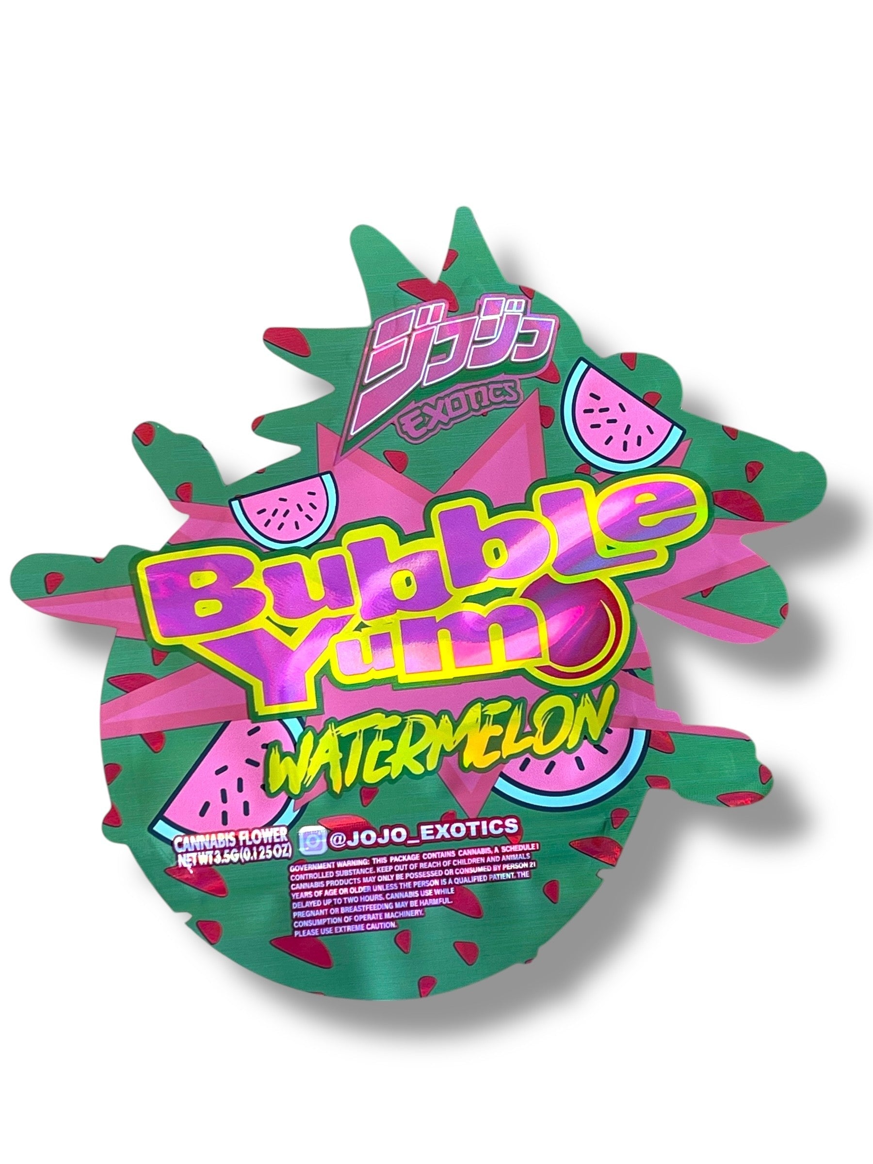 Bubble Yum Watermelon Exotics Mylar Bag 3.5g shape bag