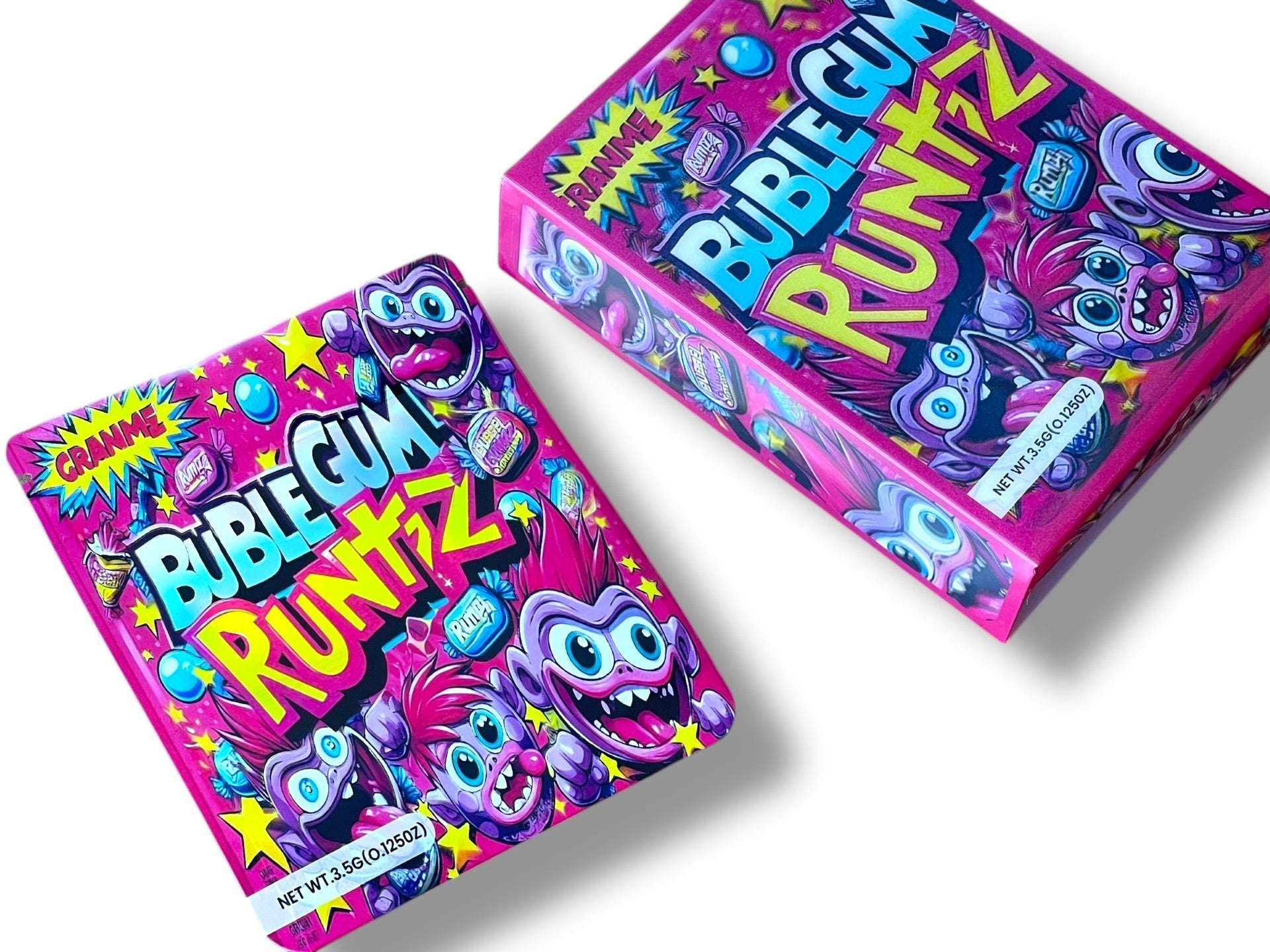 Bubblegum 3D Box and Bags 3.5g Box Packaging Holographic