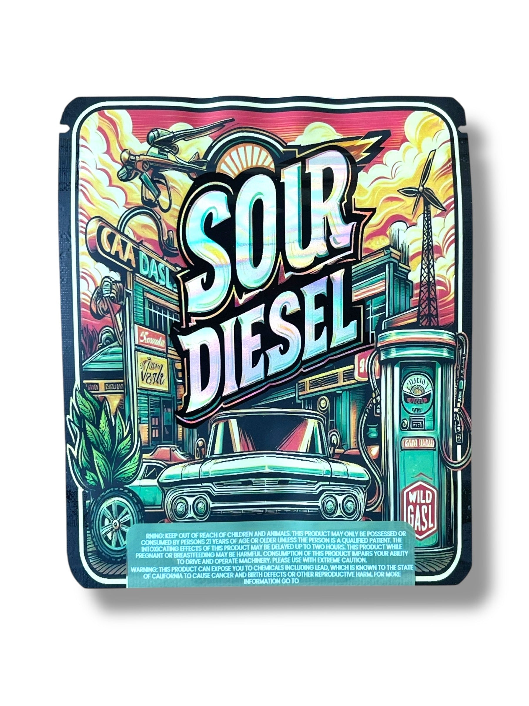 Sour Diesel 3.5g Holographic Mylar Bag- Packaging Only