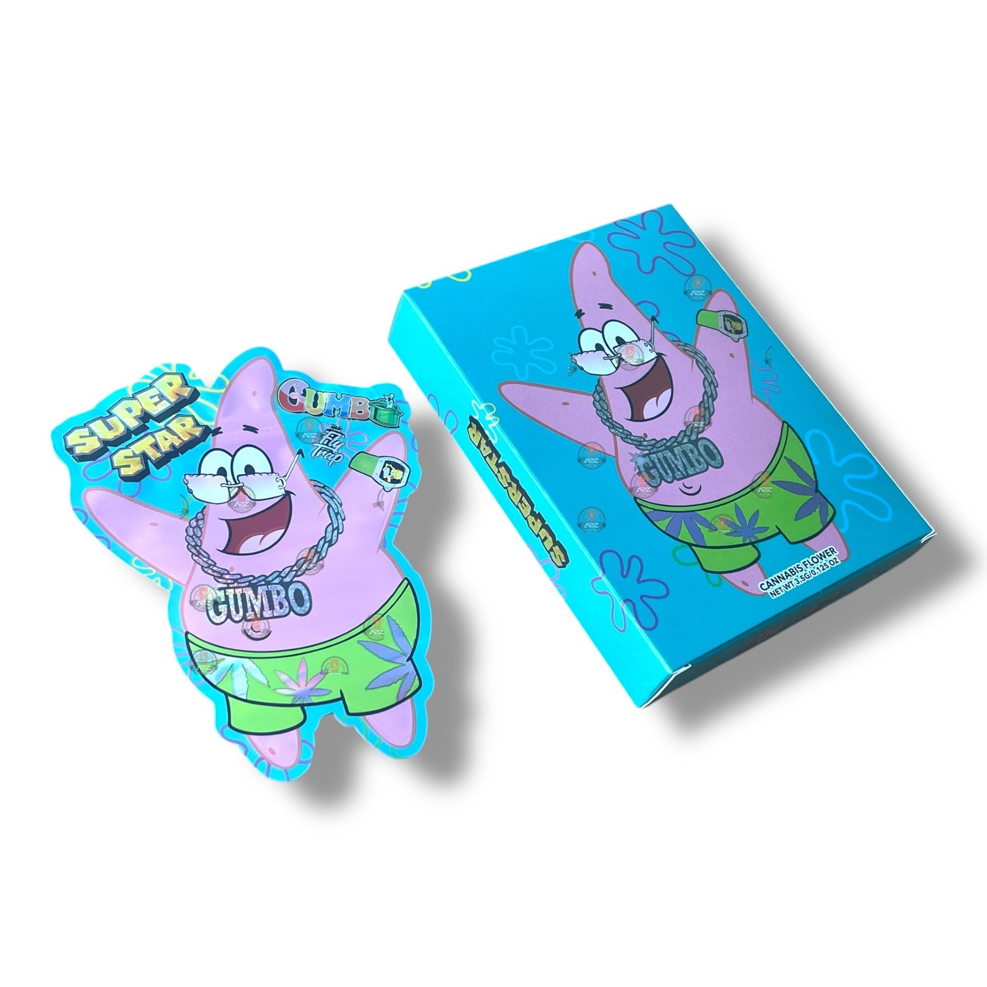 Super Star Gumbo Mylar Bags with Boxes 3.5g Box Packaging