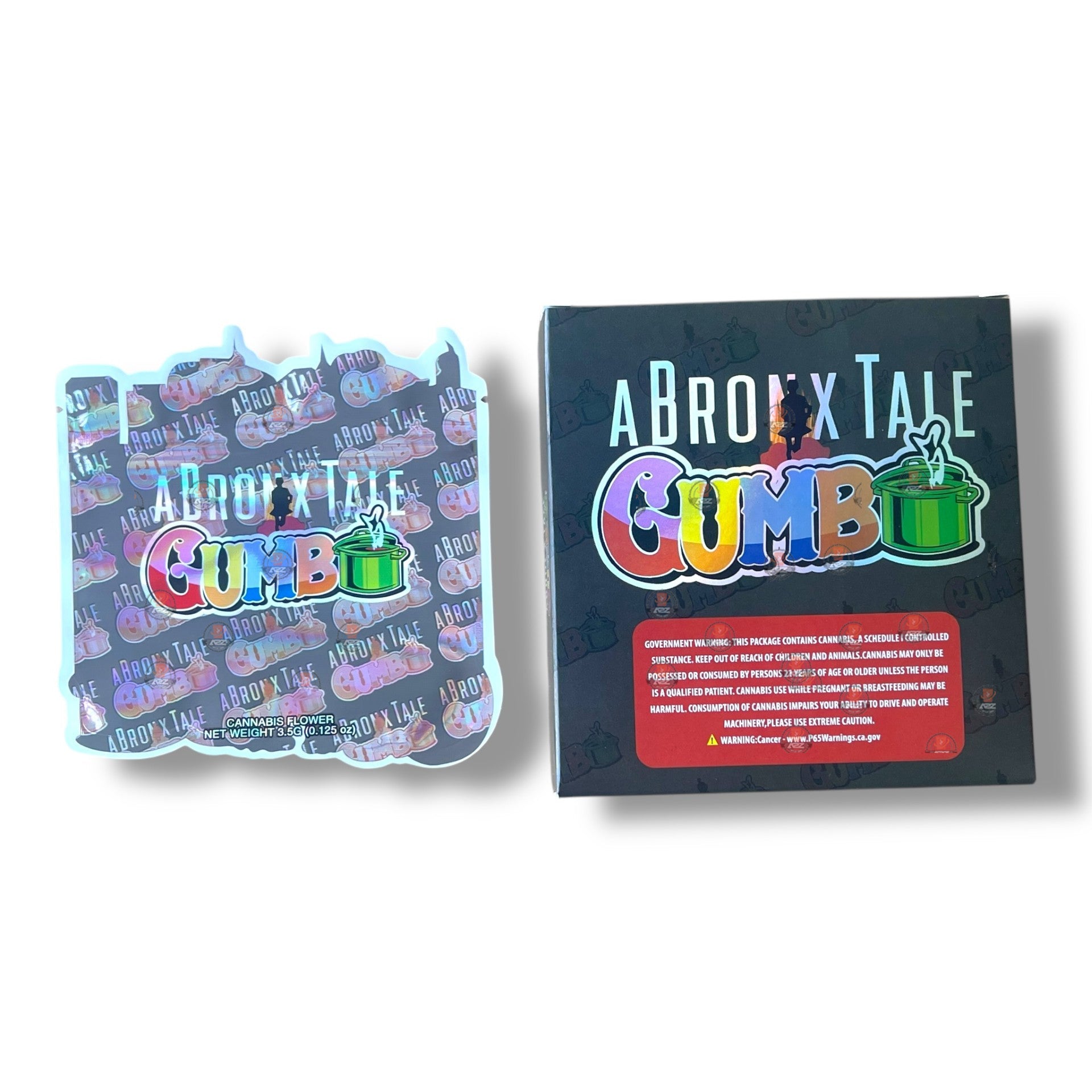 A Bronx Tale Gumbo Mylar Bags with Boxes 3.5g Box Packaging