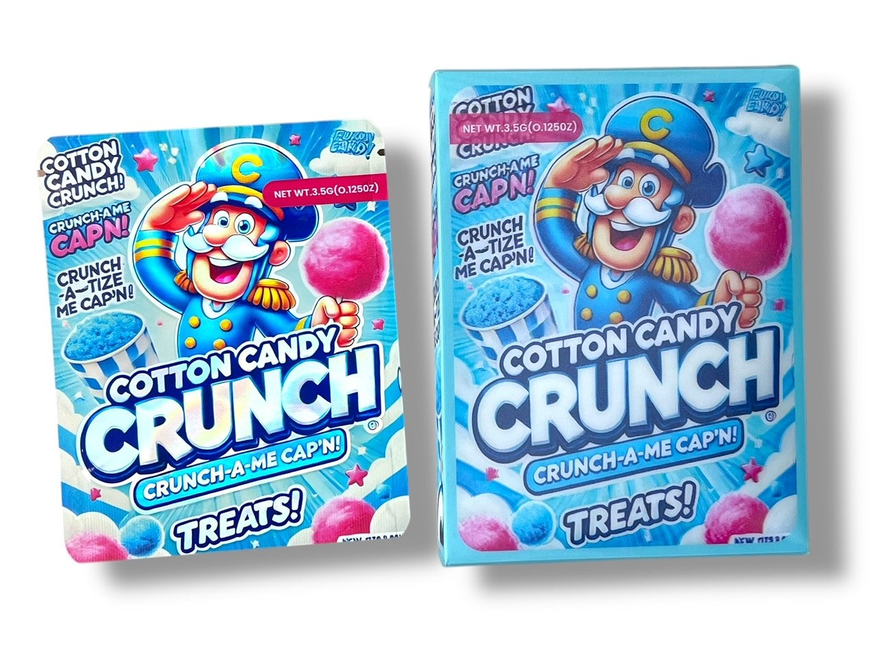 Cotton Candy Crunch 3D Box and Bags 3.5g Box Packaging Holographic