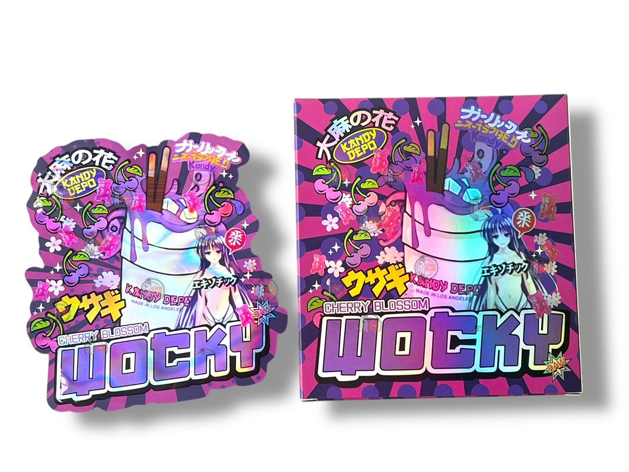 Wocky Kandy Depo Mylar Bags with Boxes 3.5g Box Packaging Holographic