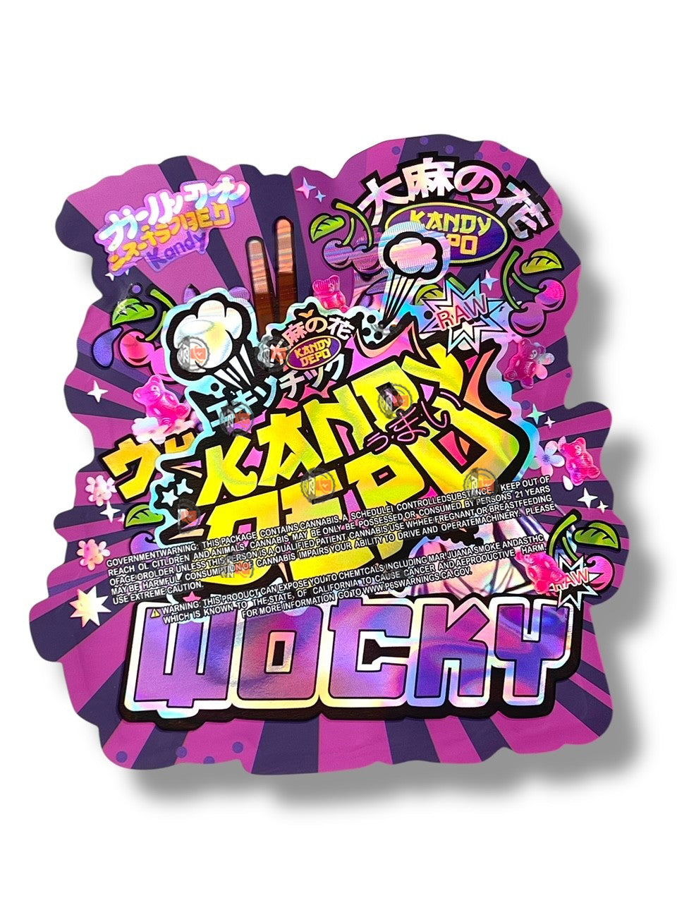 Wocky Kandy Depo Mylar Bags with Boxes 3.5g Box Packaging Holographic