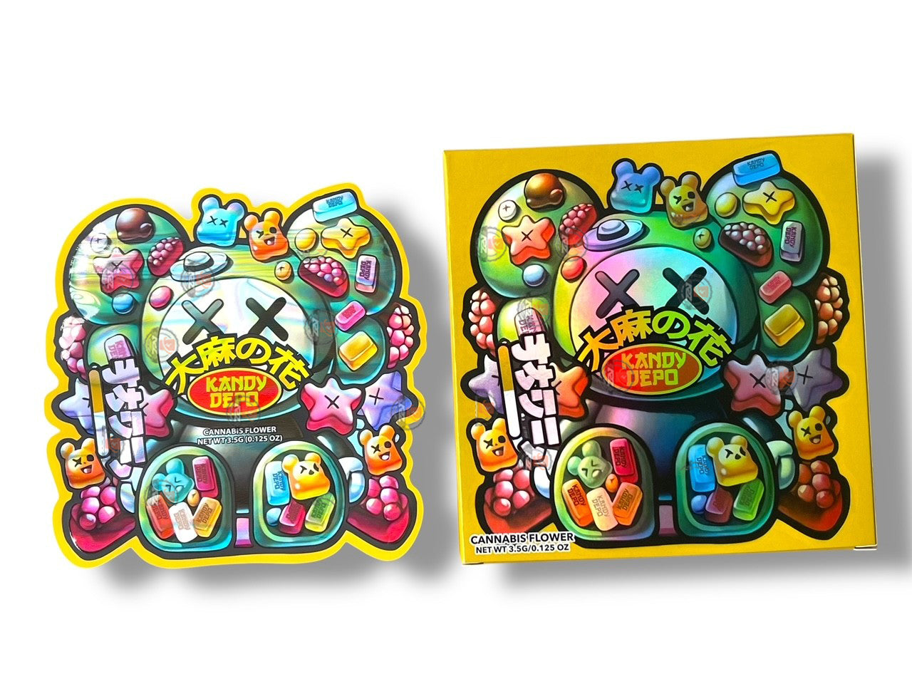 Gummies Kandy Depo Mylar Bags with Boxes 3.5g Box Packaging Holographic
