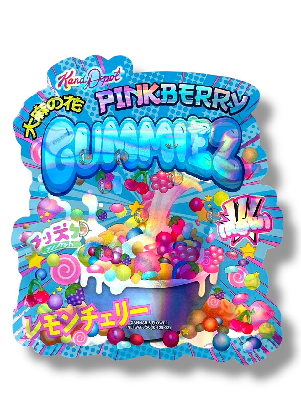Pink Berry Gummies Kandy Depo Mylar Bags with Boxes 3.5g Box Packaging Holographic