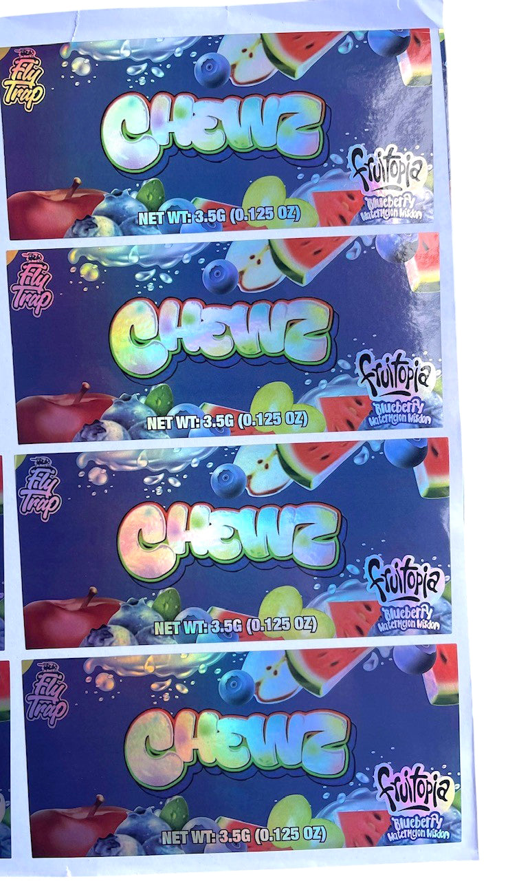 Push Pop Chewz Fruitopia  3.5g Container Holographic sticker Ring Pop