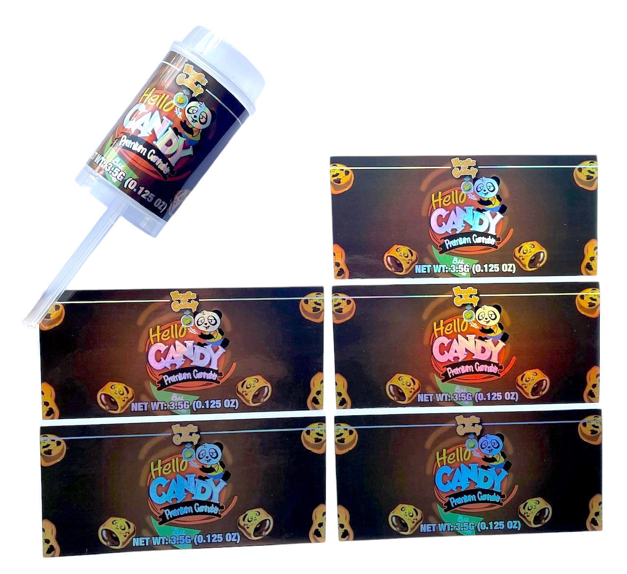 Push Pop Hello Candy 3.5g Container Holographic sticker