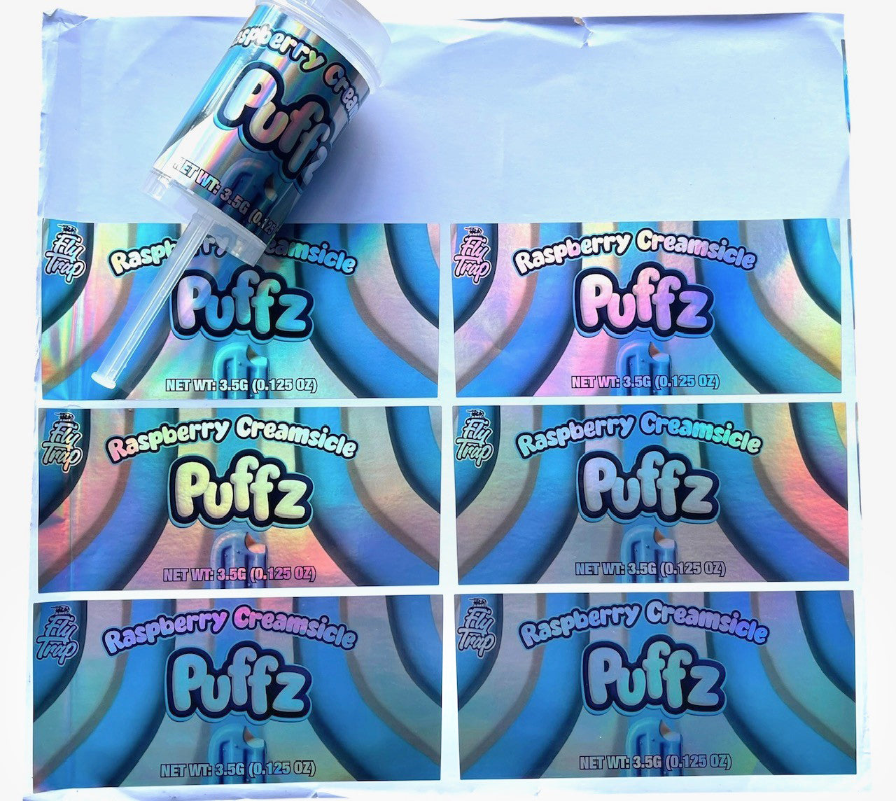 Push Pop Raspberry Creamsicle 3.5g Container Holographic sticker