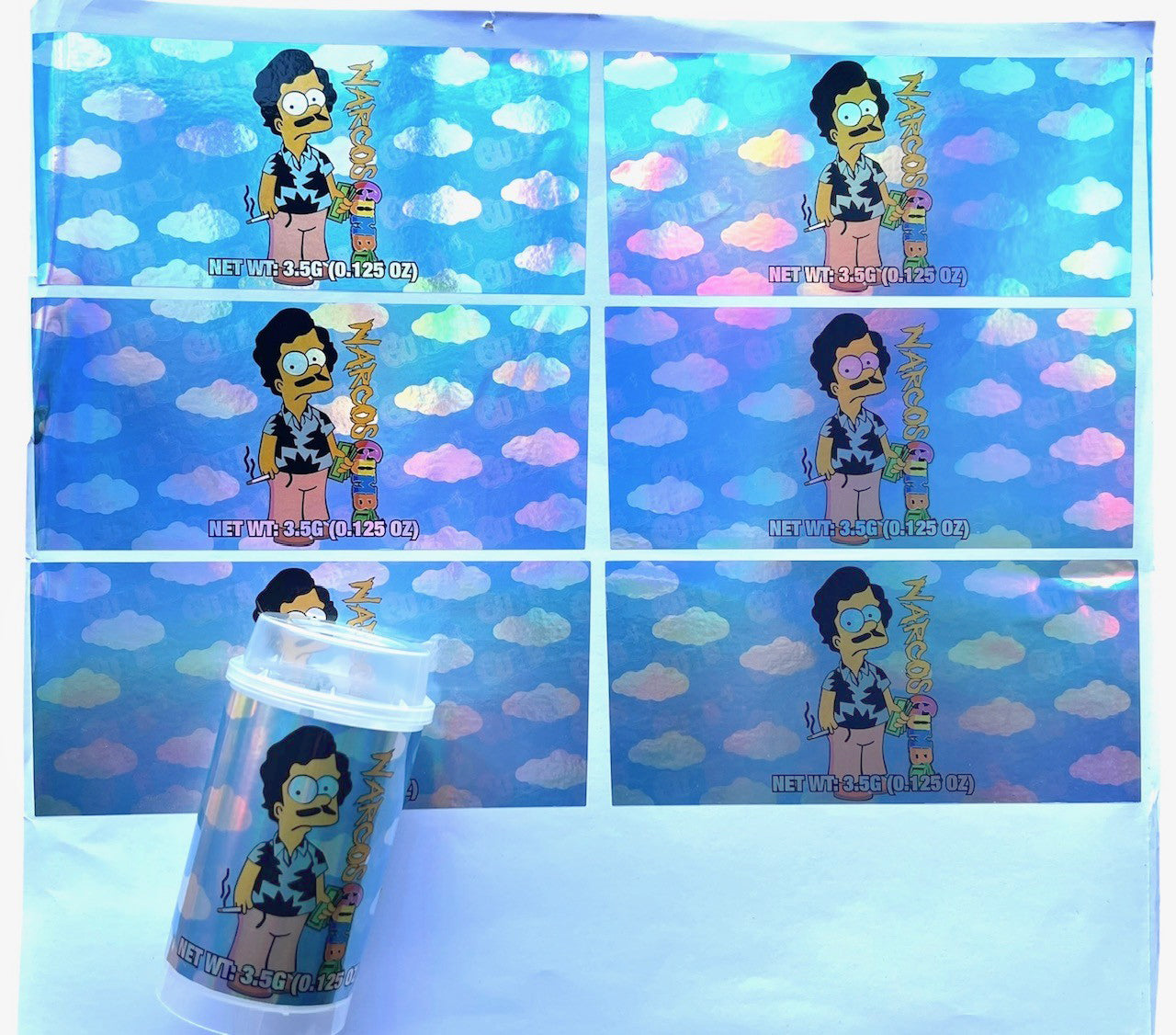 Push Pop Narcos Gumbo 3.5g Container Holographic sticker