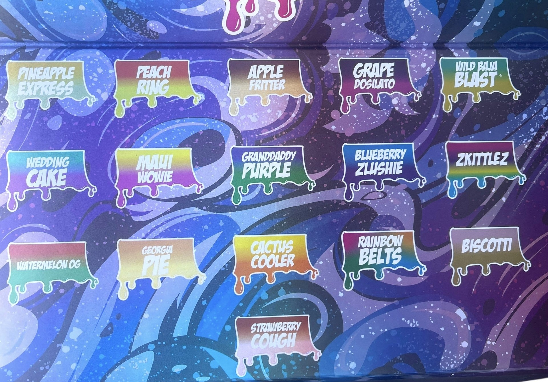 Drip Snowcaps  16-1oz Plastic Jars - Varity Pack 16 Flavors in box 1 pound with outer box Empty Jars