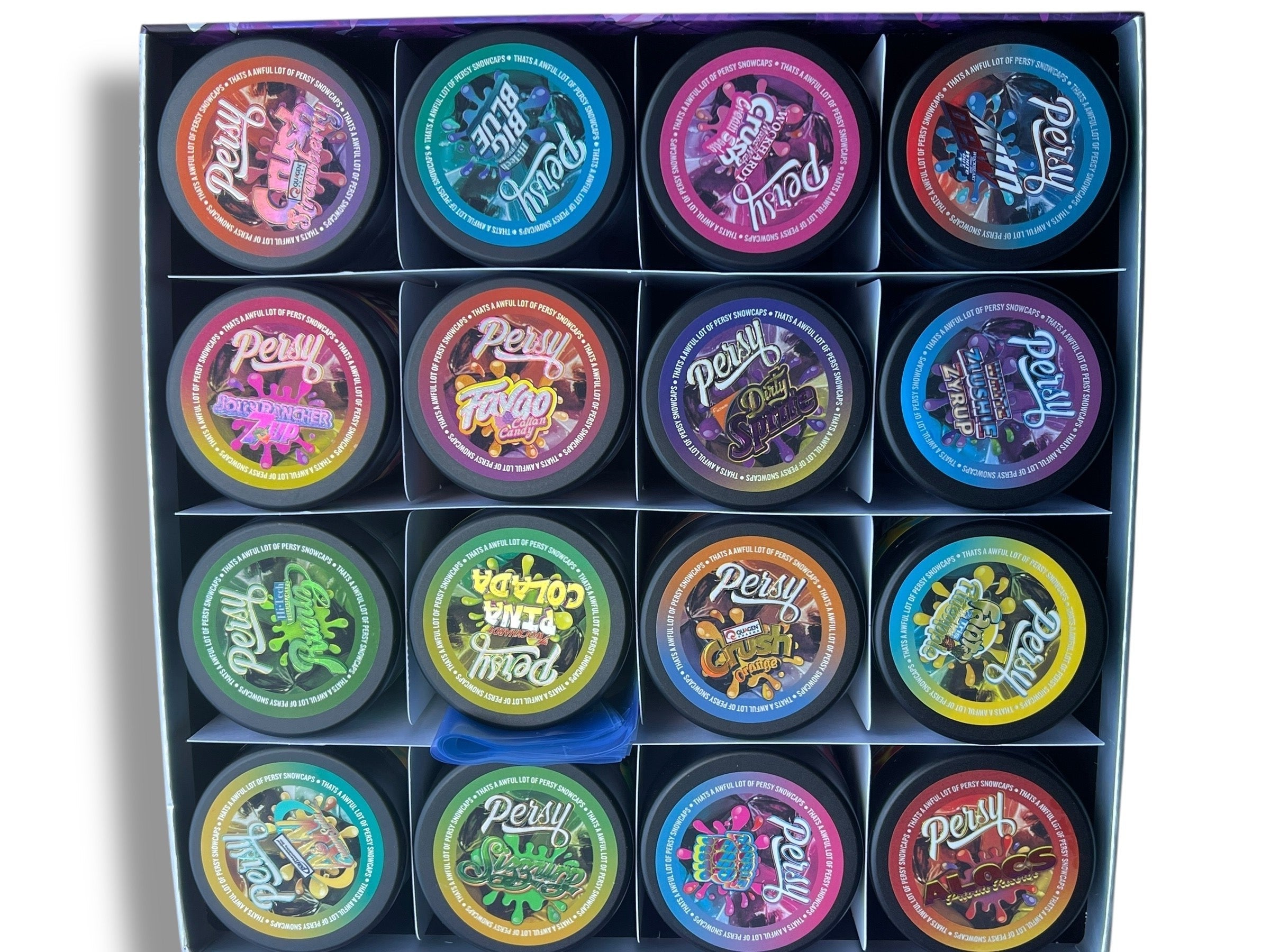 Persy Mini Snowballs nCough Syrup 16-1oz Glass Jars - Varity Pack 16 Flavors in box 1 pound (Copy)