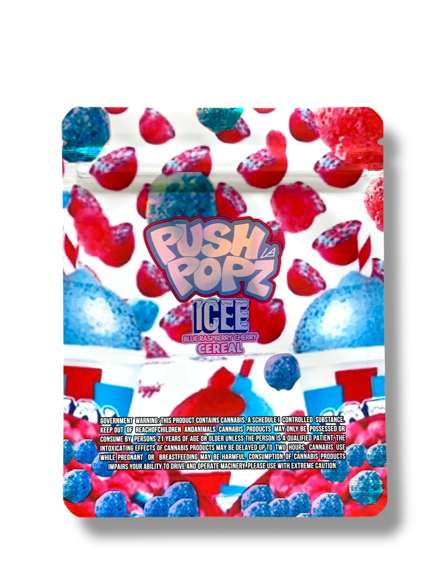 Push Popz Icee Blue Raspberry Cereal 3.5g Mylar Bag- Packaging Only