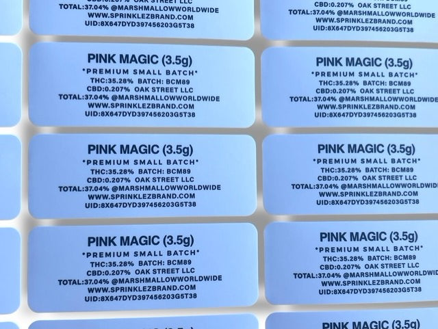 Sprinklez Pink Magic 3.5G Mylar Bags -With stickers and label
