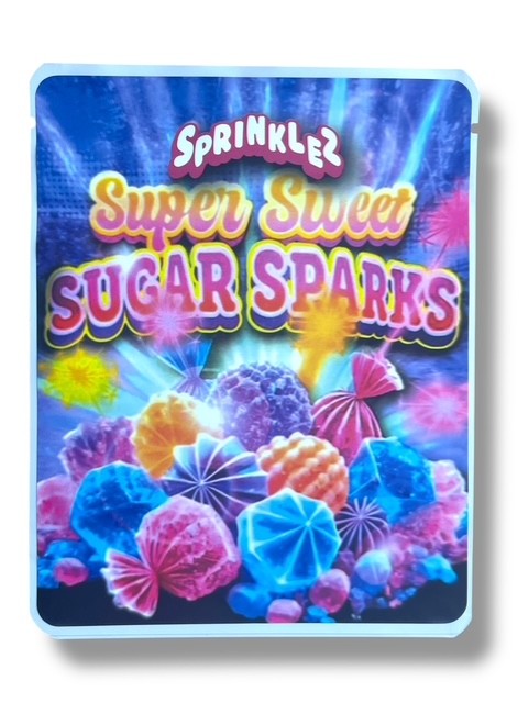Sprinklez Super Sweet Sugar Sparks 3.5G Mylar Bags -With stickers and label