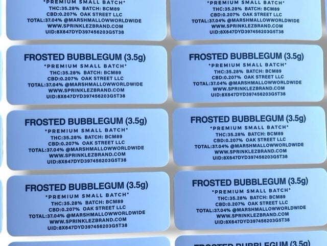 Sprinklez Frosted Bubblegum Marshmallow 3.5G Mylar Bags -With stickers and label