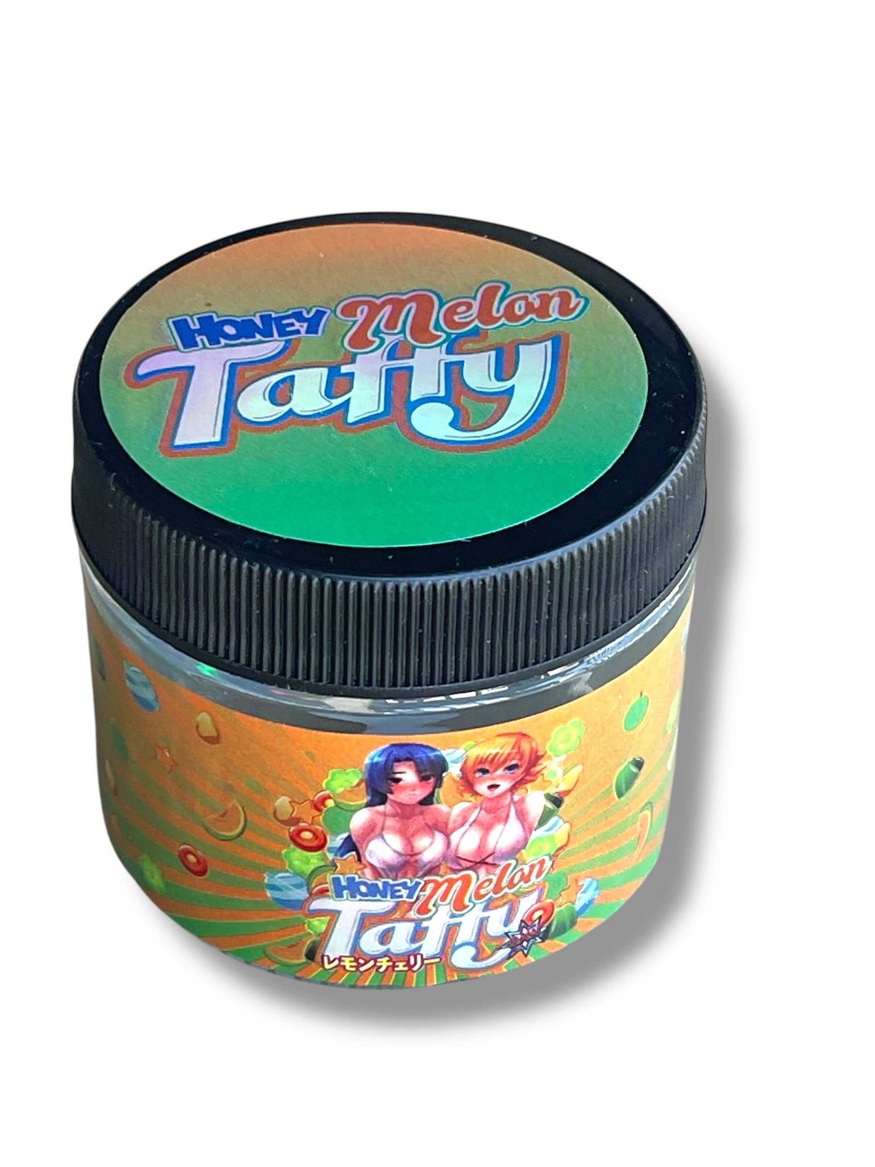 Honey Melon Taffy 3.5g Glass Jars with Holographic Stickers