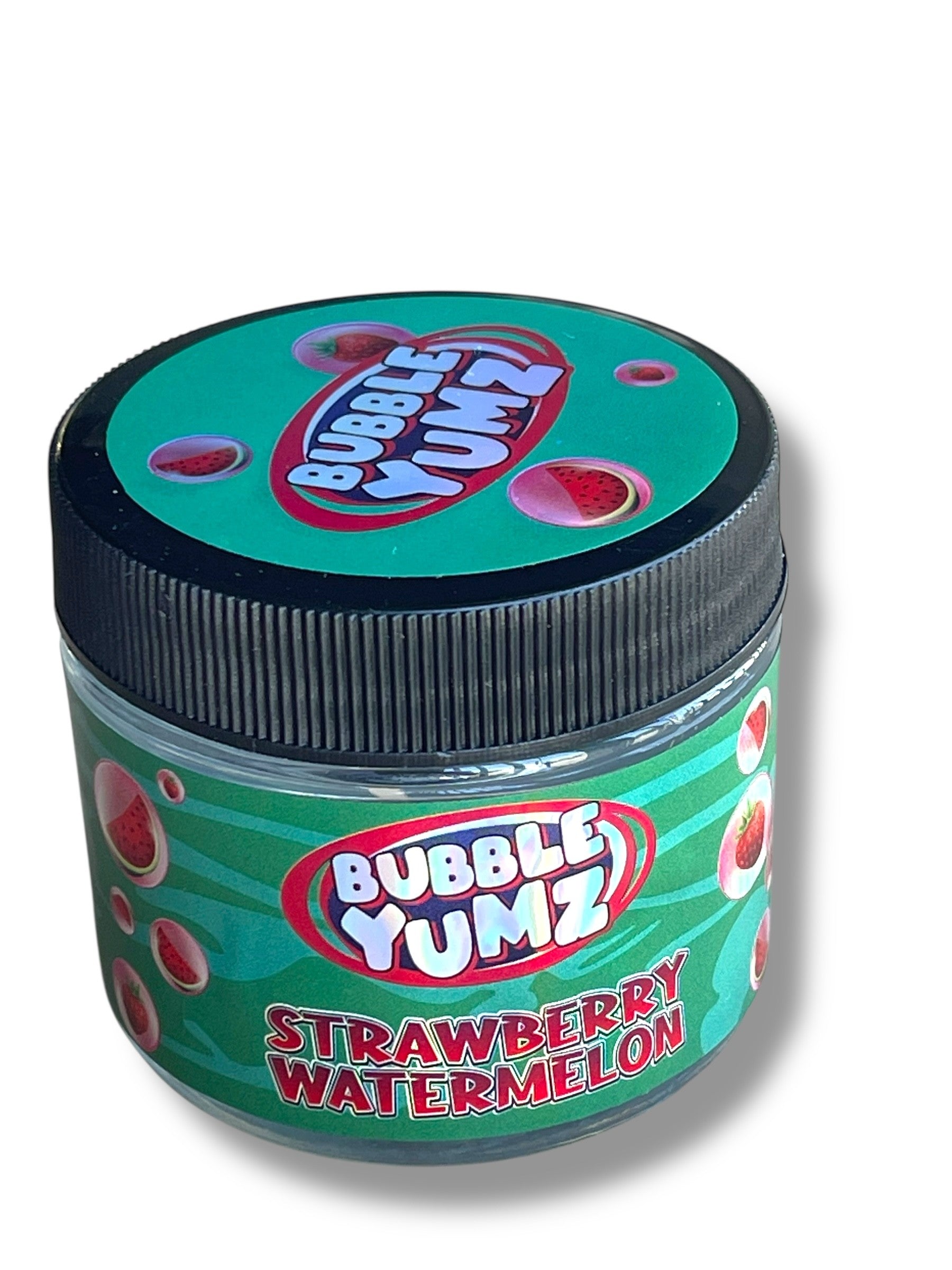 Bubble Yum Strawberry Watermelon  3.5g Glass Jars with Holographic Stickers