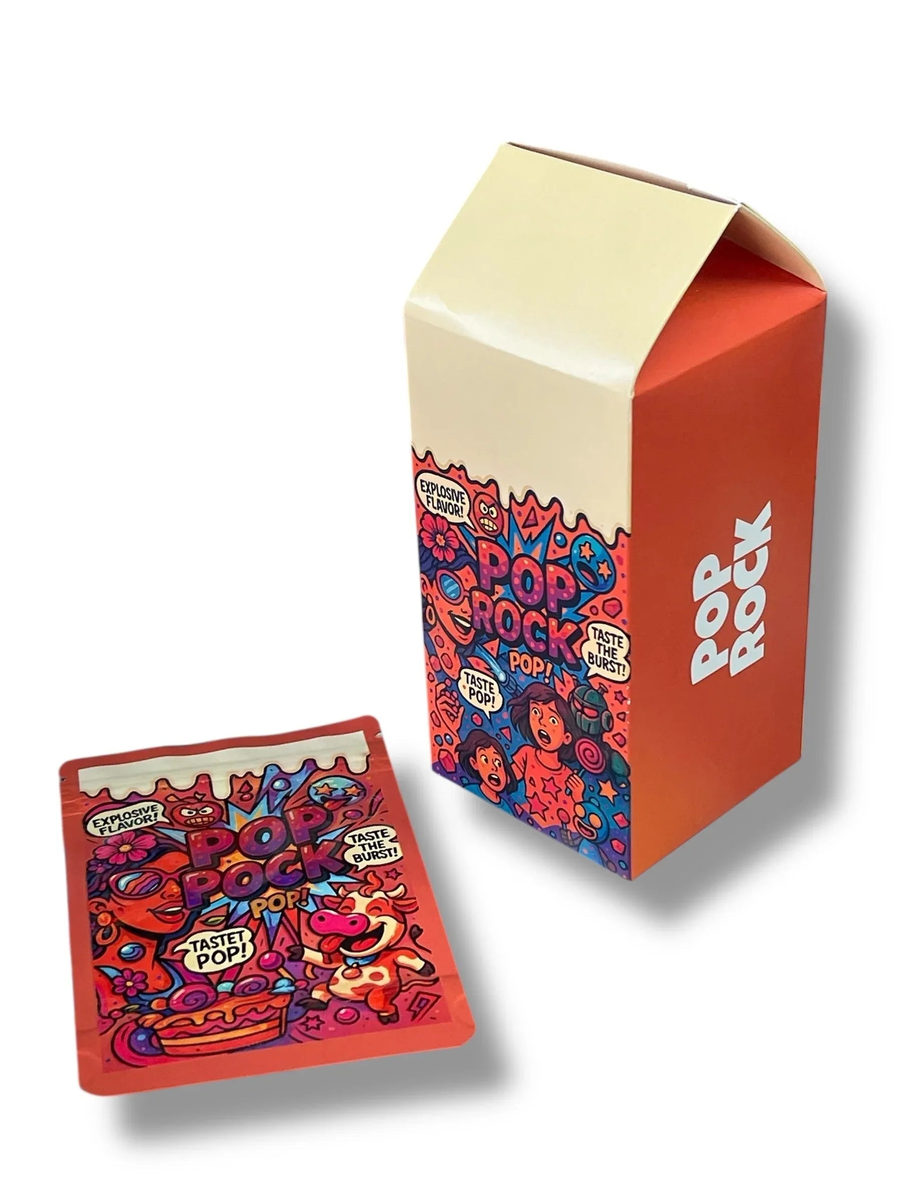 POP Rock Mylar Bags with Milk Boxes 3.5g Box Packaging - Black Unicorn Hub