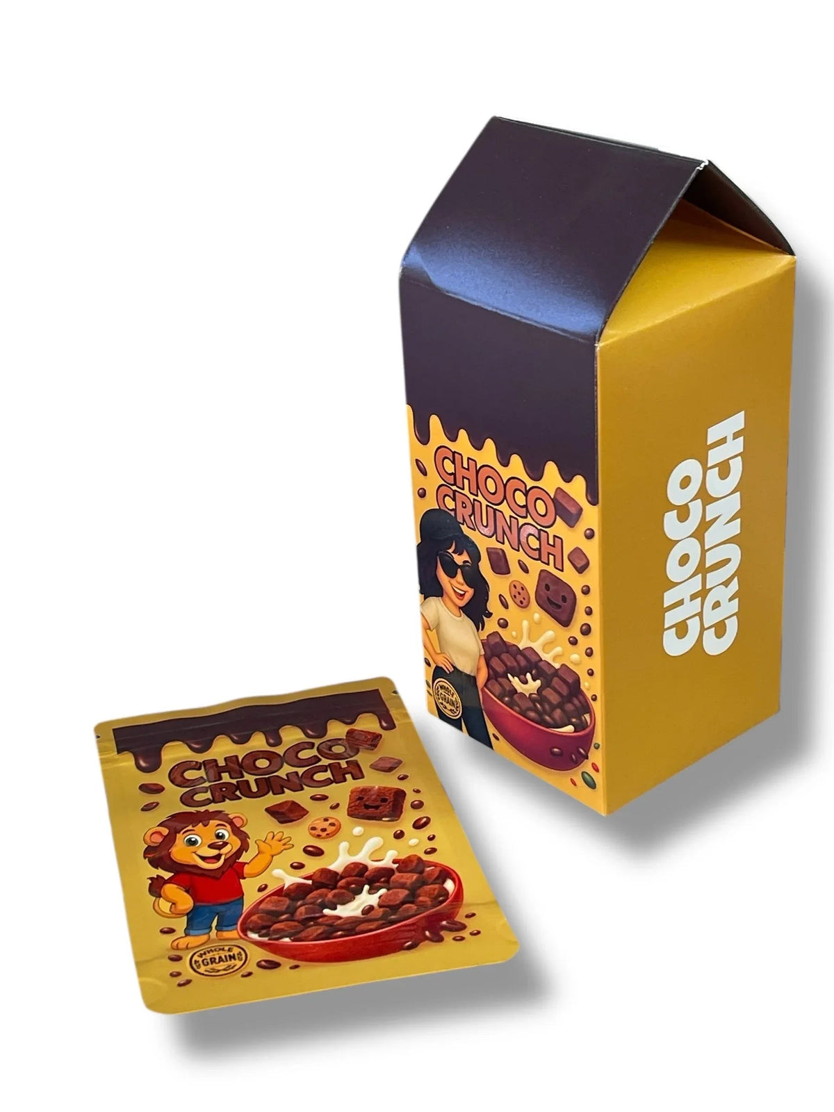 Choco Crunch Mylar Bags with Milk Boxes 3.5g Box Packaging - Black Unicorn Hub