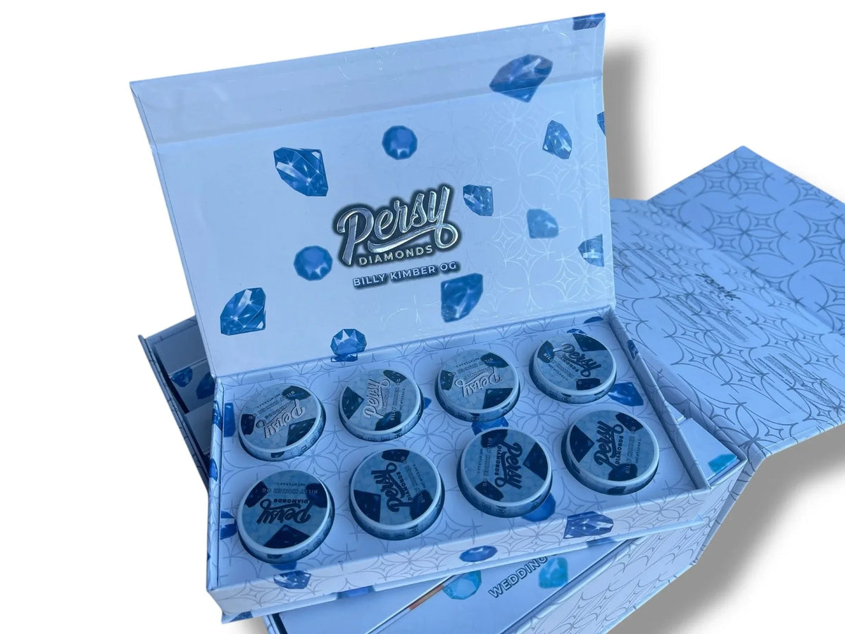 Persy Diamonds 64-3.5g Glass Jars - Varity Pack 8 Flavors in box- empty jars - Black Unicorn Hub
