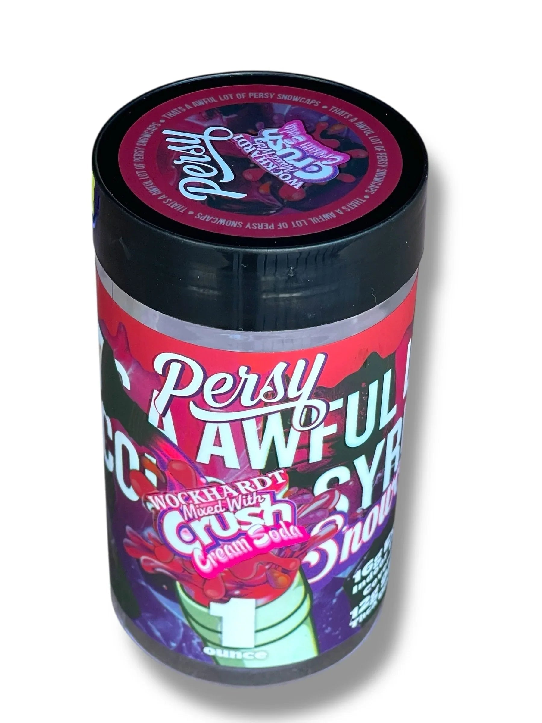 Persy Snowcaps Cough Syrup 16-1oz Plastic Jars - Varity Pack 16 Flavors in box 1 pound Empty Jars - Black Unicorn Hub