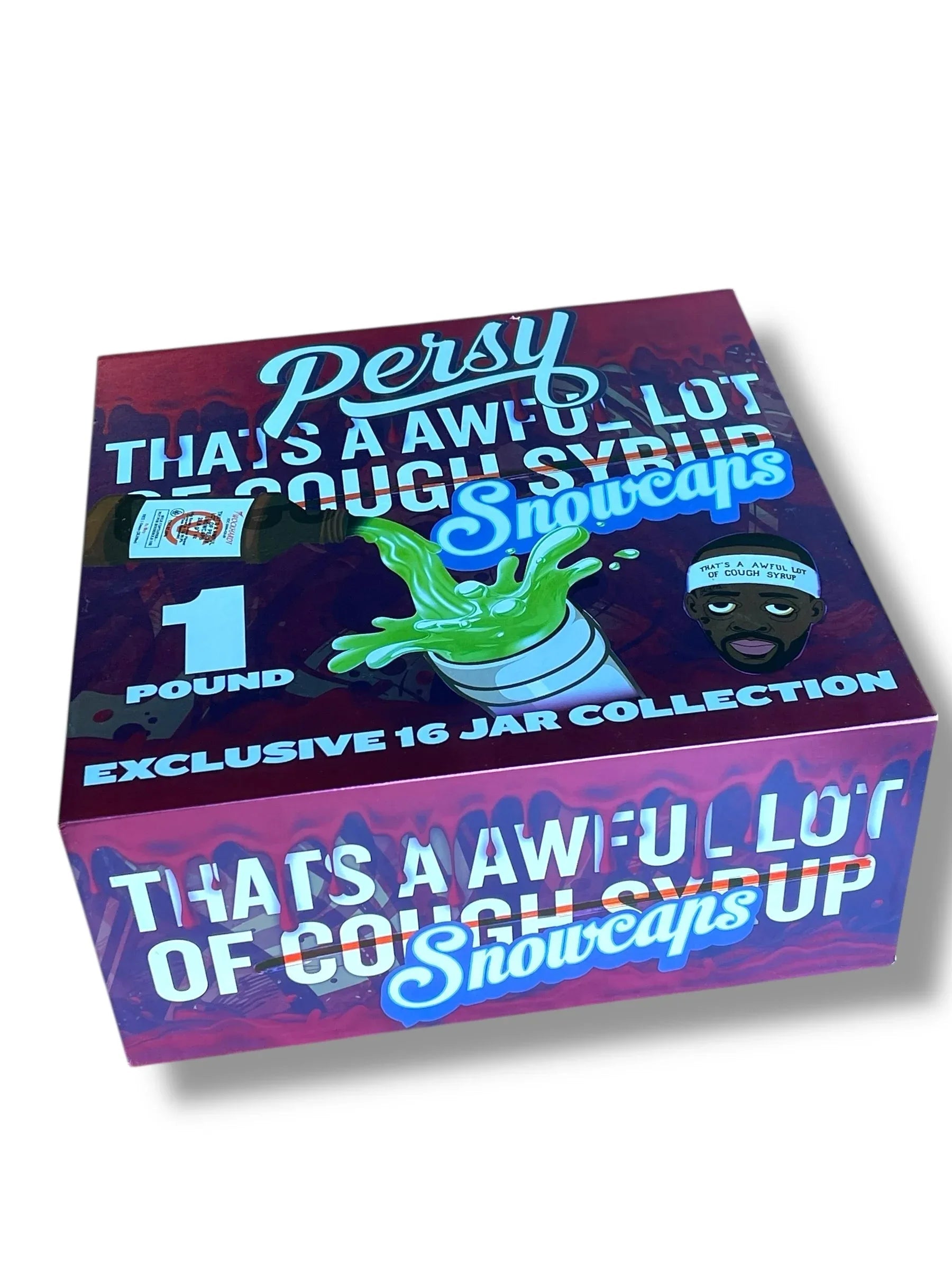 Persy Snowcaps Cough Syrup 16-1oz Plastic Jars - Varity Pack 16 Flavors in box 1 pound Empty Jars - Black Unicorn Hub