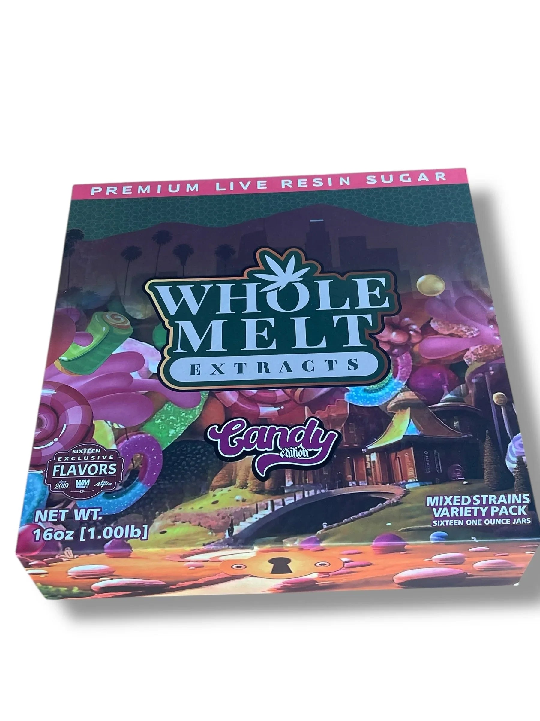 Whole Melt Candy Edition 1oz Glass Jars - Varity Pack 16 Strains in box Empty Jars - Black Unicorn Hub