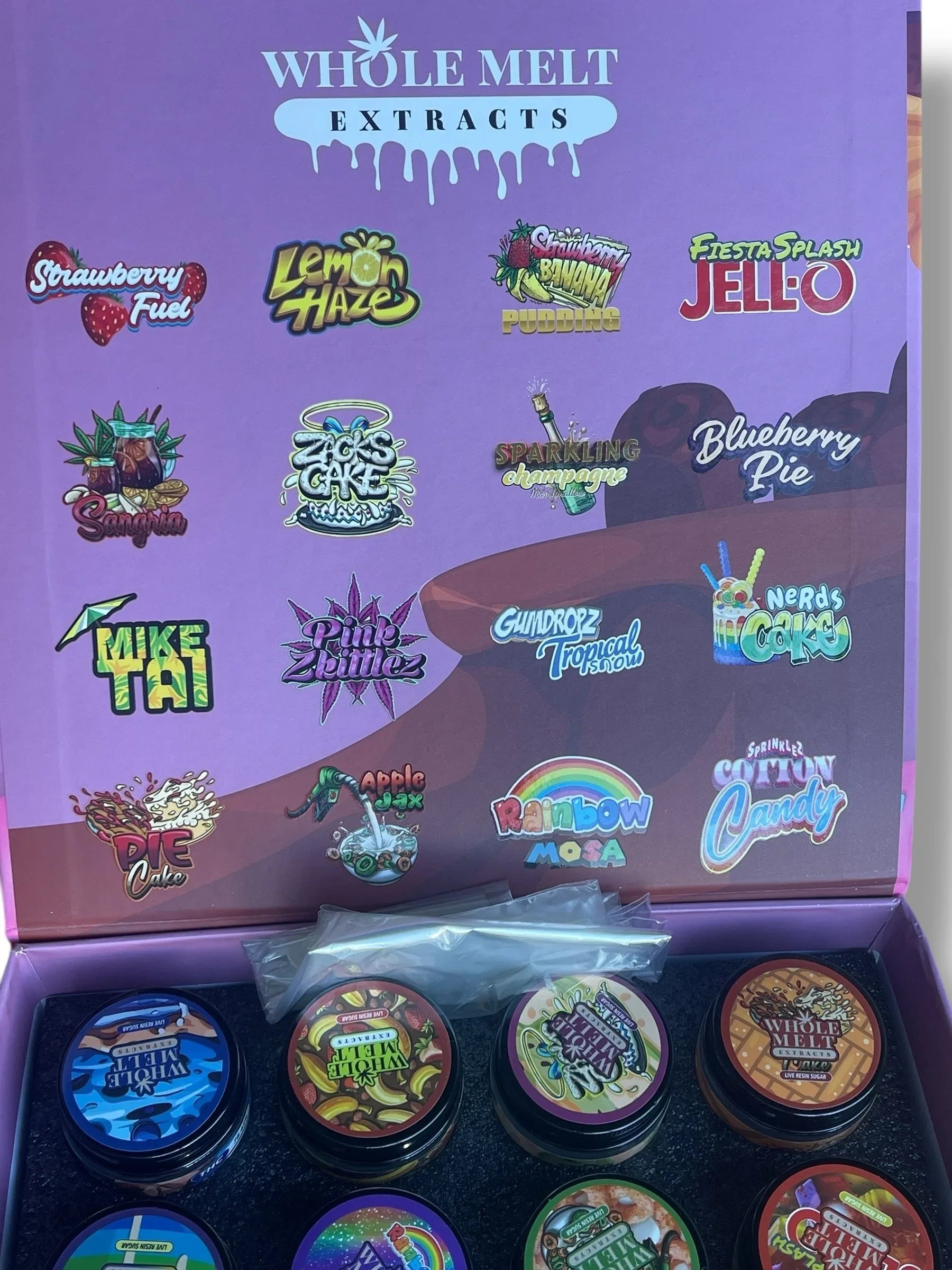 Whole Melt Sprinklez Edition 1oz Glass Jars - Varity Pack 16 Strains in box Empty Jars - Black Unicorn Hub