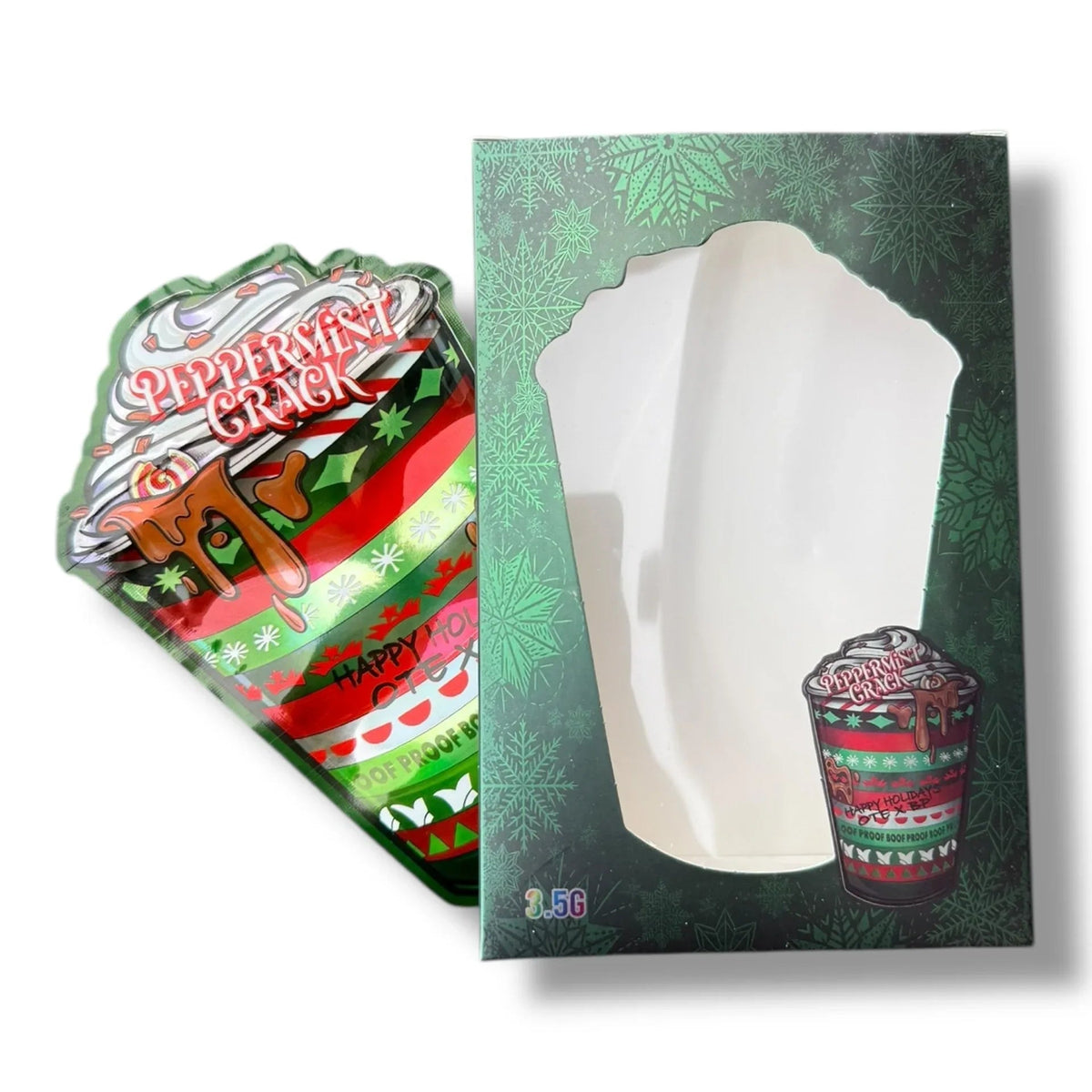 Peppermint Cracks 3.5g Mylar Bags & Boxes with Window - Black Unicorn Hub