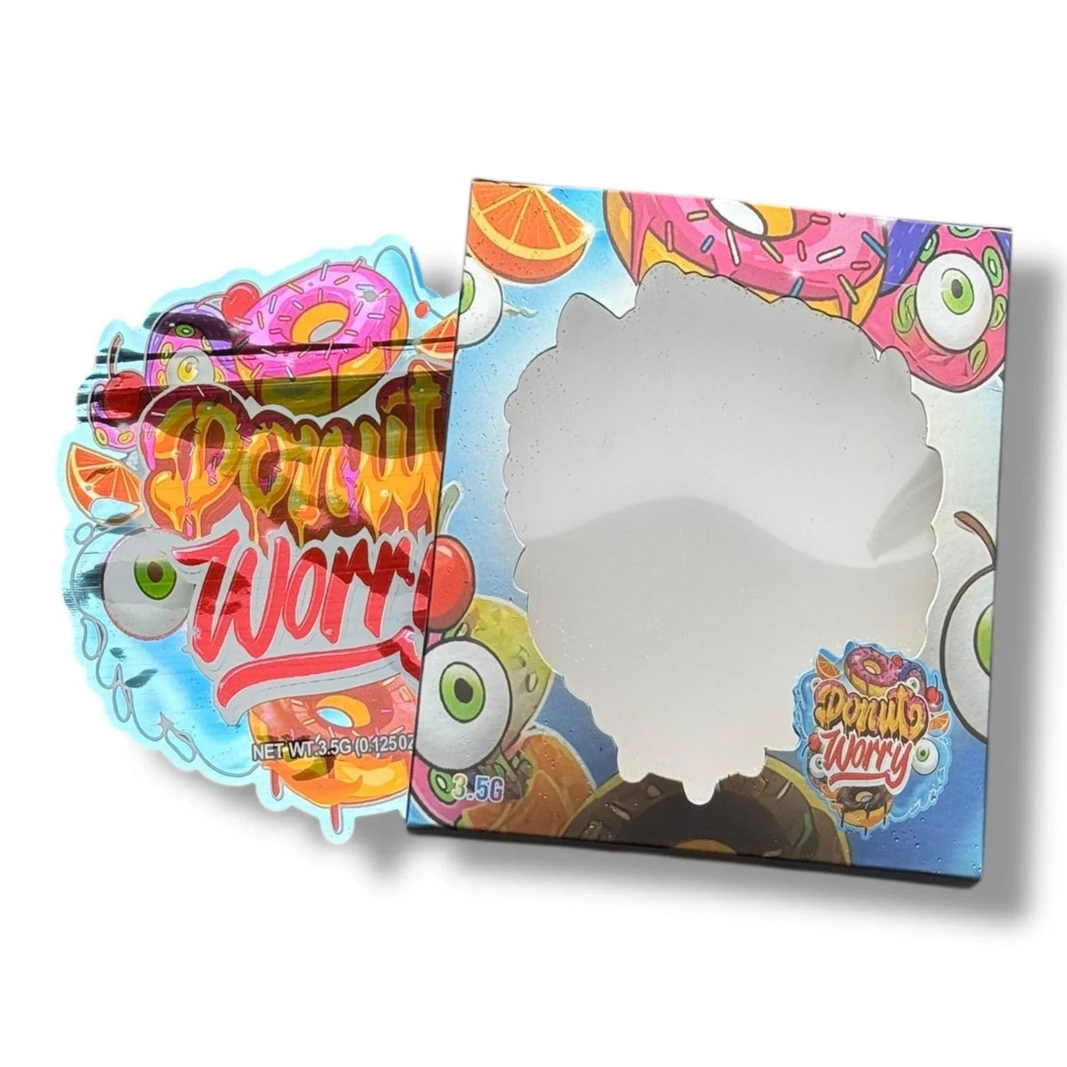 Donut Worry 3.5g Mylar Bags & Boxes with Window - Black Unicorn Hub