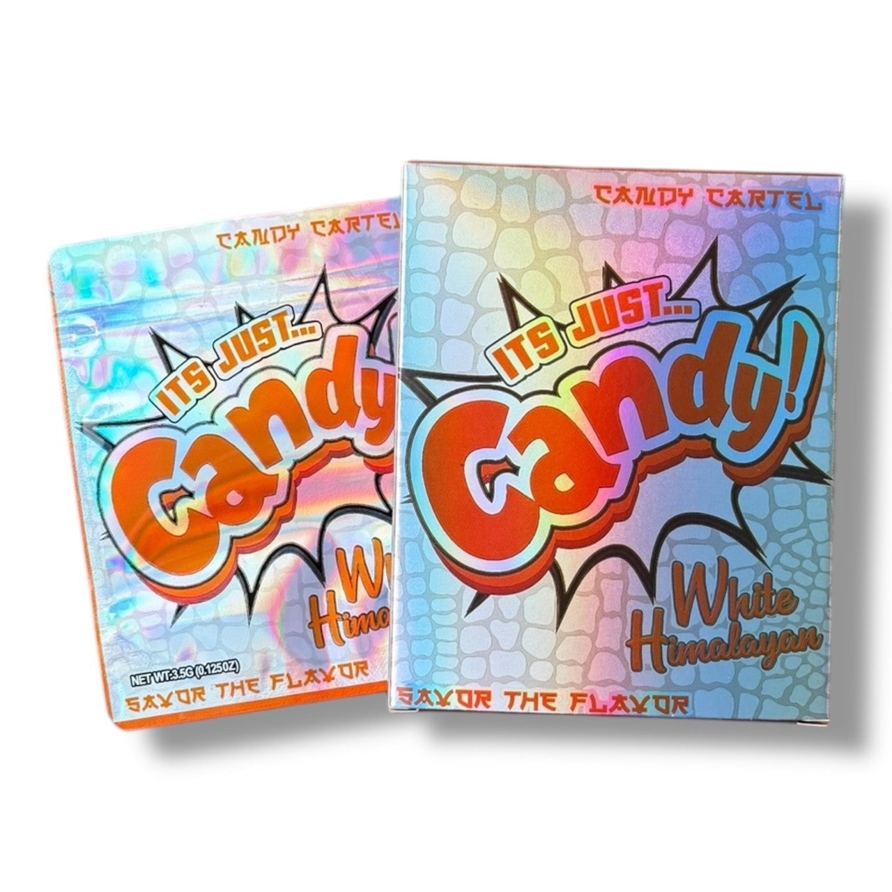 Candy white Himalayan Mylar Bags with Boxes 3.5g Box Packaging Candy Cartel
