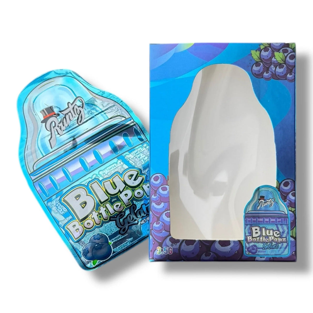 Blue Bottle Pop 3.5g Mylar Bags & Boxes with Window - Black Unicorn Hub